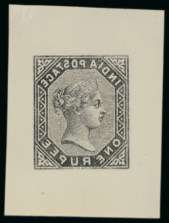 Stamp of India India - 1882 1r, cliché on celluloid with image reversed