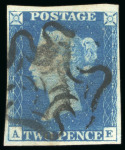 Stamp of Great Britain » 1840 2d Blue (ordered by plate number) 1840 2d blue range of decent four or just three margin examples (13)