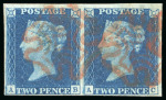 Stamp of Great Britain » 1840 2d Blue (ordered by plate number) 1840 2d blue range of decent four or just three margin examples (13)