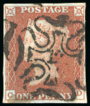 Stamp of Great Britain » 1841 1d Red 1841 1d red range on stocksheet incl. a fine Norwich MC, a set of numbers 1 to 12 in MC, etc.