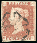 Stamp of Great Britain » 1840 1d Black and 1d Red plates 1a to 11 1840, 1d red pl.8 RF, group of three from different states