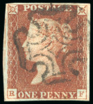 Stamp of Great Britain » 1840 1d Black and 1d Red plates 1a to 11 1840, 1d red pl.8 RF, group of three from different states