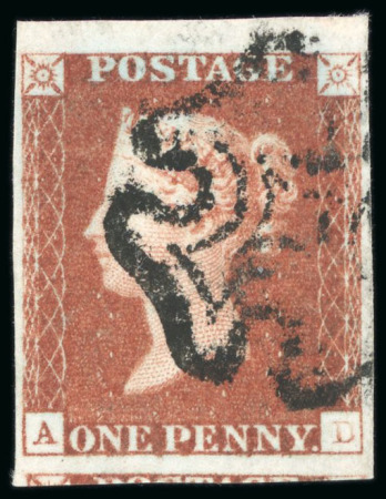 Stamp of Great Britain » 1840 1d Black and 1d Red plates 1a to 11 1840, 1d red pl.9 AD, state 3, fine to huge margins with neat black MC