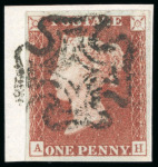 Stamp of Great Britain » 1840 1d Black and 1d Red plates 1a to 11 1840, 1d red pl.9 AH, state 2, good to very good margins tied to small piece by black MC