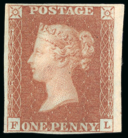 Stamp of Great Britain » 1840 1d Black and 1d Red plates 1a to 11 1841 1d red from black pl.10 FL, very close to very large margins, mint with redistributed gum