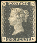Stamp of Great Britain » 1840 1d Black and 1d Red plates 1a to 11 1840, 1d black pl.6 AL with four margins, unused