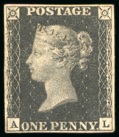 Stamp of Great Britain » 1840 1d Black and 1d Red plates 1a to 11 1840, 1d black pl.6 AL with four margins, unused