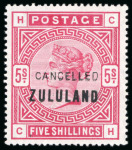 Stamp of South Africa » Zululand 1888-93 1/2d to 5s set of 11 with "CANCELLED" overprint,