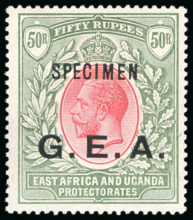 Stamp of Tanganyika 1917-21 50R carmine & green with "SPECIMEN" ovpt