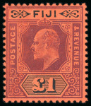 Stamp of Fiji 1904-12 MCA 1/2d to £1 mint set of 10, some toned,