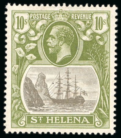 Stamp of St. Helena 1922-37 MCA Script 1/2d to 10s, mint set of 15, some