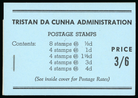 Stamp of Tristan da Cunha 1957 3s6d complete unexploded booklet, staple on the