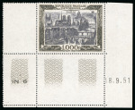 Stamp of France » Poste Aérienne 1950, 1000 francs Paris Y&T PA 29 avec coin daté de