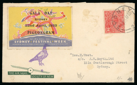 Stamp of Australia » Commonwealth of Australia 1933 (Apr 24) "Gala Day" pigeongram envelope