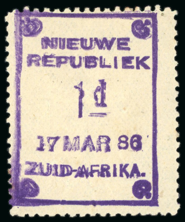 Stamp of South Africa » New Republic 1886-87 1d with embossed Arms on yellow paper, mint h.r., showing partial double print