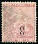 Stamp of South Africa » Cape of Good Hope 1880 "3" on 3d pale dull rose with inverted surcharge,