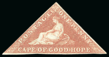 Stamp of South Africa » Cape of Good Hope 1853 1d pale brick-red, paper deeply blued, unused