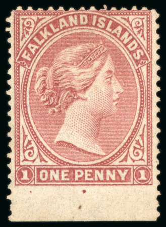 Stamp of Falkland Islands 1878-79 No wmk 1d claret unused lower marginal