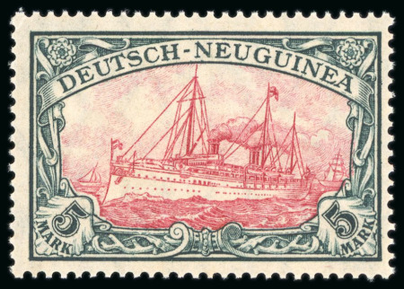 Stamp of Germany » German Colonies » New Guinea 1914-19 5M green-black & red carmine, war printing (1918) 25:17 perf., rare type III centre, mint n.h.