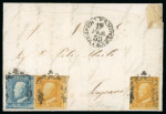 Stamp of Italian States » Sicily 1859, Affrancatura da 3 grana con due 1/2 grana.