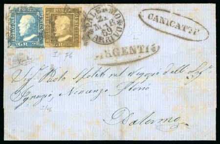 Stamp of Italian States » Sicily 1859, Lettera da Canicattì con 3 grana