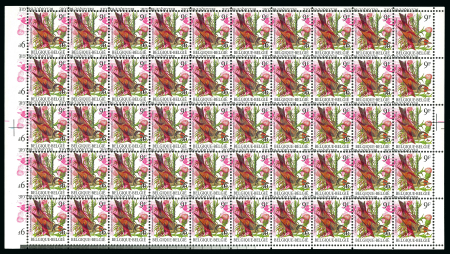 Stamp of Belgium 1985, Chardonneret 9F curiosité: triple impression