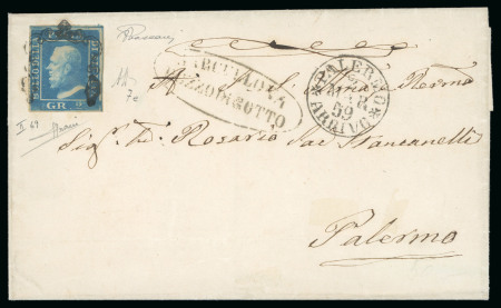 Stamp of Italian States » Sicily 1859, Lettera con 2 gr. azzurro smorto II tav.