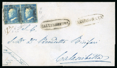 Stamp of Italian States » Sicily 1859, Assicurata da Caltanissetta con 4 gr.