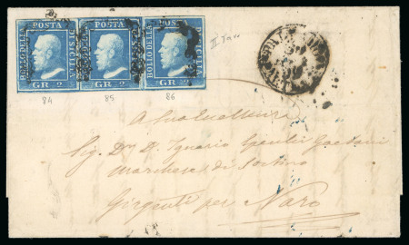 Stamp of Italian States » Sicily 1859, Lettera con striscia di 3 del 2 gr. II tav.