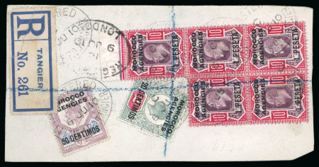 Stamp of Morocco Agencies (British Post Offices) » Spanish Currency 1910 (Jun 6) OHBMS parcel tag for a bag sent registered to the Foreign Office in London