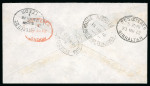 Stamp of Morocco Agencies (British Post Offices) » Spanish Currency Rabat: 1912 (Mar 13) pair of envelopes from the same correspondence sent registered to England