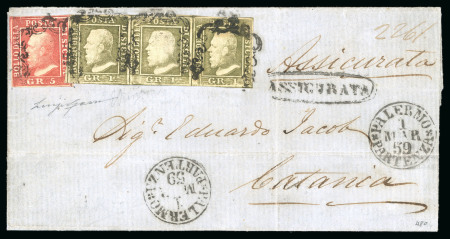 Stamp of Italian States » Sicily 1859, Assicurata da Palermo bicolore con 8 gr.