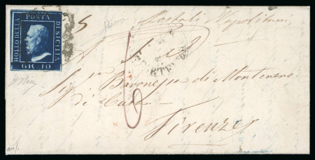 Stamp of Italian States » Sicily 1859, Lettera con 10 gr. per Firenze