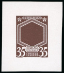 Stamp of Russia 1913 Romanov Tercentenary 35k frame only final die proof in brown