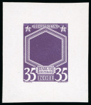 Stamp of Russia 1913 Romanov Tercentenary 35k frame only final die proof in slate-lilac