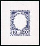 Stamp of Russia 1913 Romanov Tercentenary 10k frame only (void centre) die proof in dark blue on glossy paper