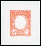 Stamp of Russia 1913 Romanov Tercentenary 70k frame only (void centre) final die proof in orange on glossy paper