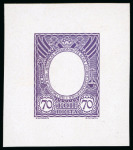 Stamp of Russia 1913 Romanov Tercentenary 70k frame only (void centre) final die proof in deep purple on glossy paper