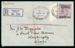 Stamp of Morocco Agencies (British Post Offices) » Spanish Currency 1912 (Mar 20) envelope sent registered to England with 1907-12 3p on 2s6d left marginal tied by Casablanca registered oval ds