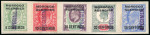 Stamp of Morocco Agencies (British Post Offices) » Spanish Currency 1907-12, two pieces from the Natal UPU archive each with each stamp struck with violet "SPECIMEN." hs