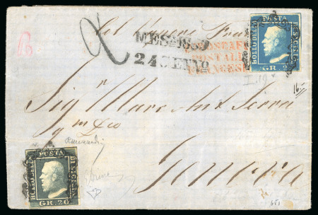 Stamp of Italian States » Sicily 1859, Lettera con 22 gr. per Genova