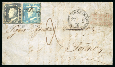Stamp of Italian States » Sicily 1860, Lettera con 22 gr. per Torino