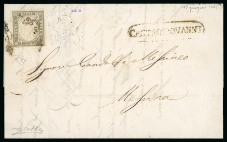 Stamp of Italian States » Sicily » Sardinia Used in Sicily 1861, Lettera da Castrogiovanni con 10 c.mi di Sardegna