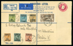 Stamp of Morocco Agencies (British Post Offices) » French Currency Tangier: 1935 (Apr 16) GB 4 1/2d registered envelope, size H, with philatelic franking 