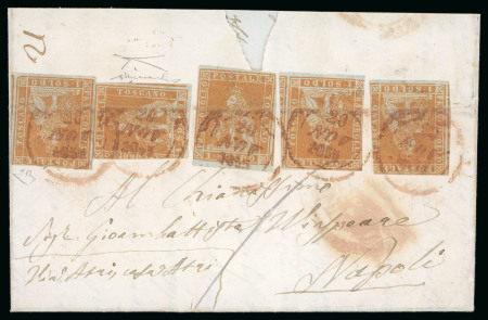 Stamp of Italian States » Tuscany 1855, lettera da Pisa affrancata con 5 1 soldo.
