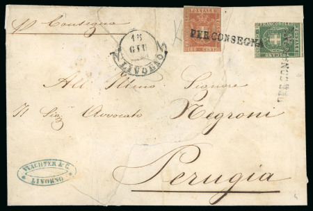 Stamp of Italian States » Tuscany 1861, Raccomandata da Livorno per Perugia affrancata per 85 c.mi.