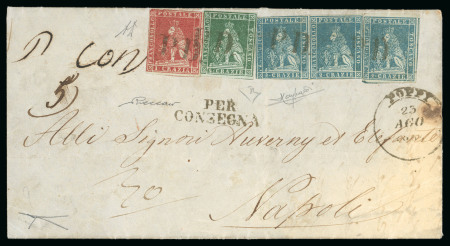 Stamp of Italian States » Tuscany 1854, Raccomandata da Poppi per Napoli