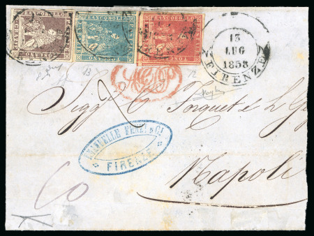 Stamp of Italian States » Tuscany 1858, Lettera da Firenze per Napoli affrancata 12 crazie.