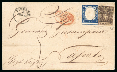 Stamp of Italian States » Tuscany 1860, Lettera da Firenze per Napoli con affrancatura mista.