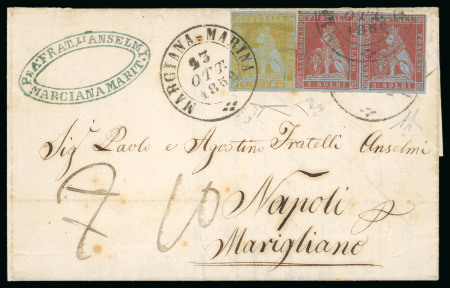 Stamp of Italian States » Tuscany 1852, Lettera affrancata per 5 soldi per il Regno di Napoli